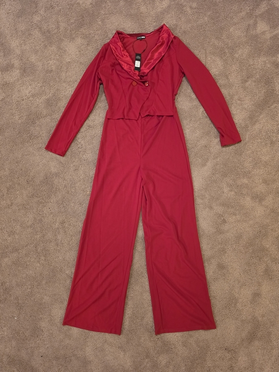 Fashion Nova Pants - Fashion Nova Best Wishes Red Women’s Jumpsuit with Draped Collar